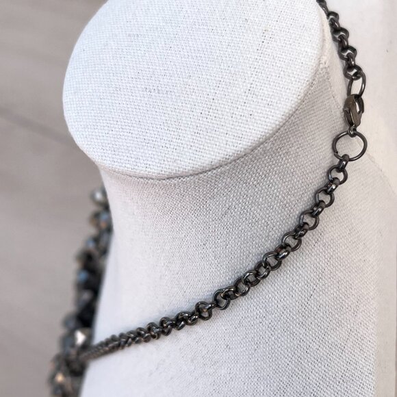 Gunmetal Faceted Beads 25" Statement Necklace / Whimsigoth / Moody Maximalism - Picture 5 of 13